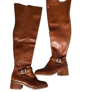 Dolce Vita Elyse Over The Knee Boots Buckle Detail Brown Size 6 WMS